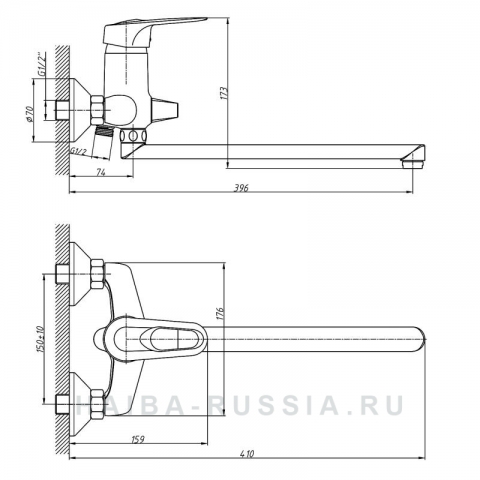 Смеситель для ванны хром HAIBA HB 2204 (однорычажный)