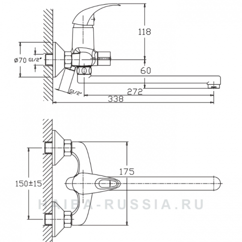 Смеситель для ванны хром HAIBA HB 2215