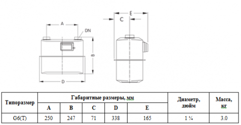 Счетчик газа МК-G6 (250мм левый) 2026 Счетчик газа МК-G6 (250мм левый) 2026